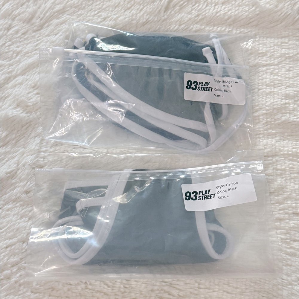 NWT  93 Play Street BRIDGET Bikini Top and CARSON Bikini Bottom | Black & White